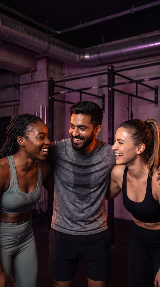 A group of athletes together in the gym